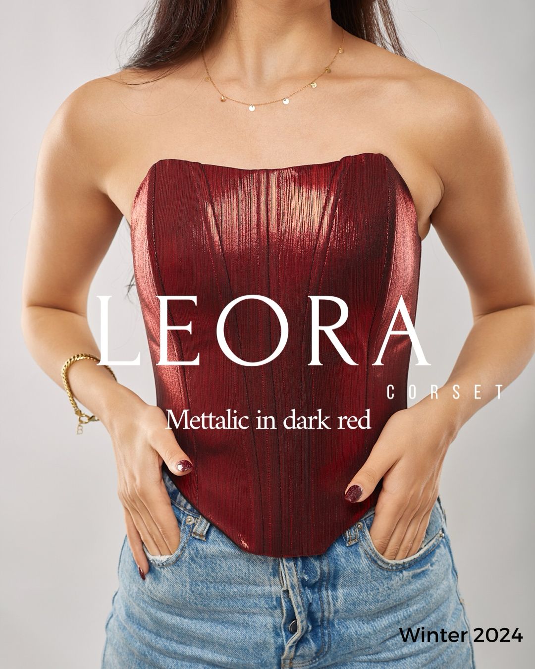 Dark Red mettalic corset